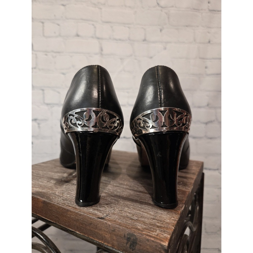 Brighton Vintage 1990s Womens Black LEATHER Sz 8 Ankle Booties‎ Boots - Picture 6 of 11